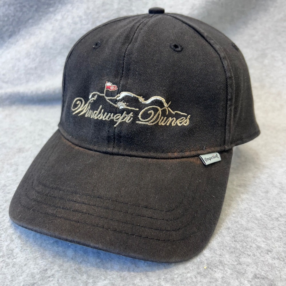 Windswept Dunes Mens Black Imperial Golf Hat A-Flex Stretch Fit 1014-0 L/XL